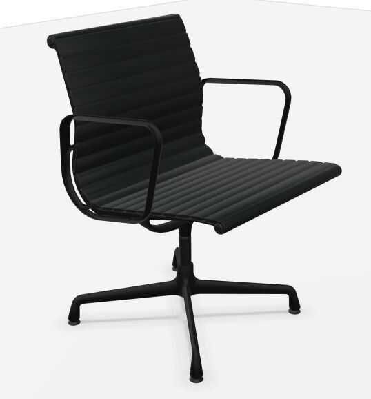 Aluminium Chair EA 108 Leder Nero Gestell Schwarz