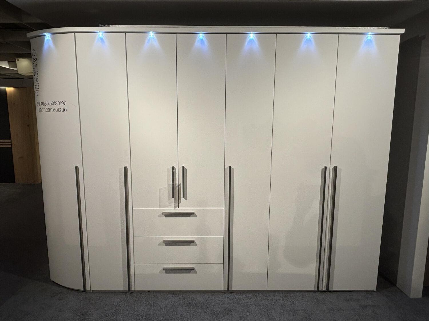 Nolte - Kleiderschrank Horizont 100 Dekor Polarweiß Winkelgriffe Edelstahl Gebürstet Mit Beleuchtung - 3