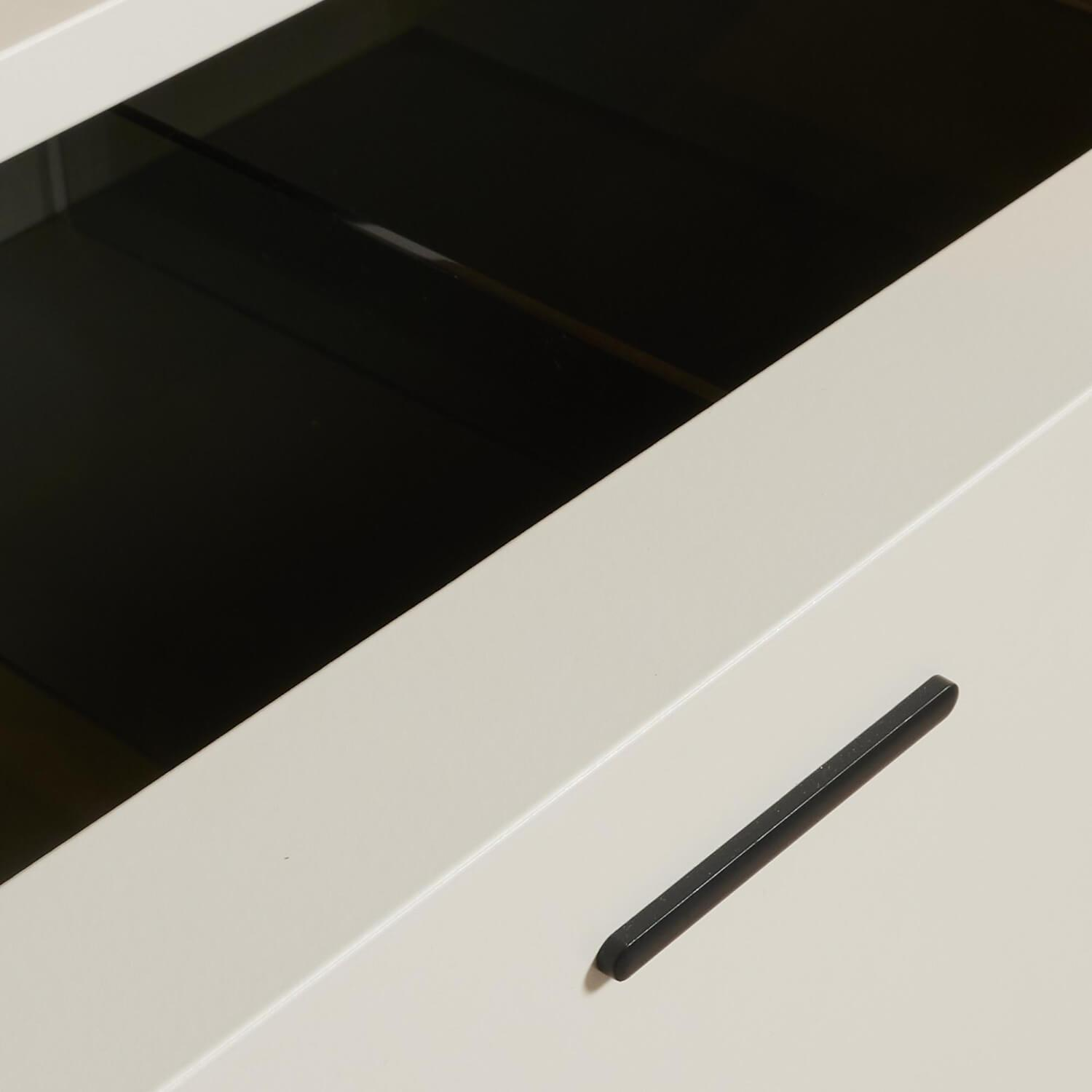 Gwinner - Wohnwand 2104 Balkeneiche Natur Furniert Lack Weiß Seidenmatt Griff Anthrazit Matt Grau Inklusive Beleuchtung - 6