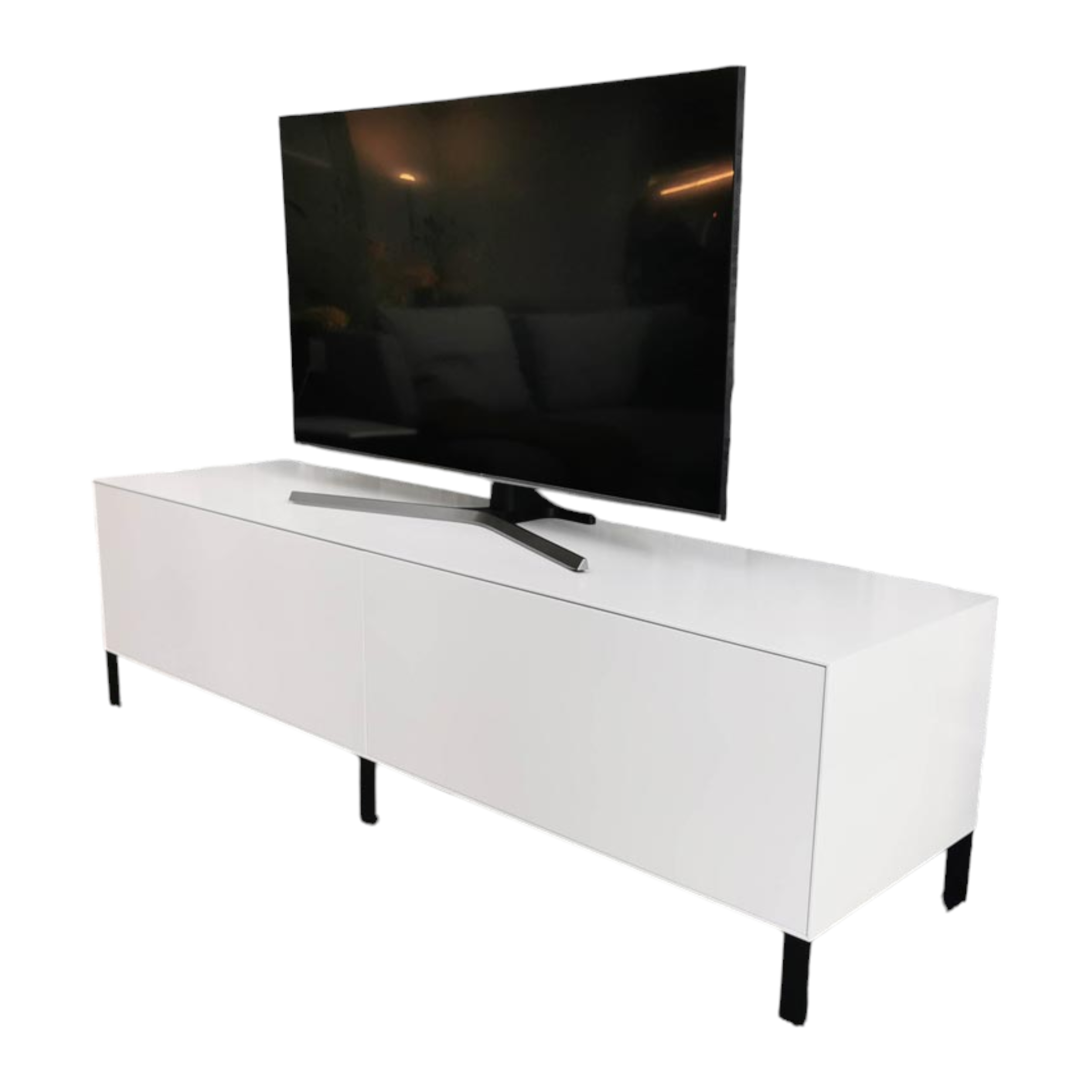 Piure - Mediensideboard Nex Pur Box MDF Mattlack Weiß Kufen Schwarz Mit Medienklappe - 1
