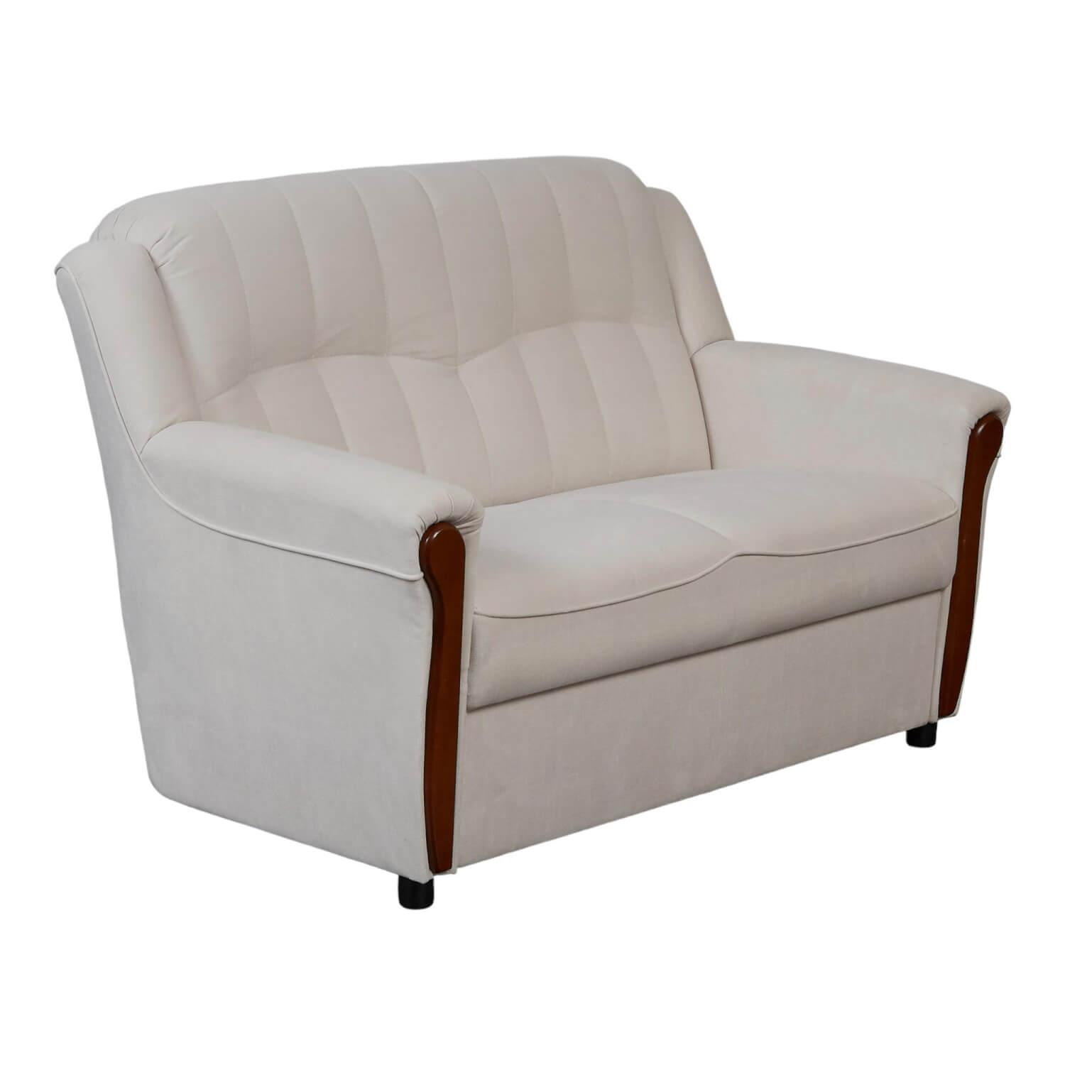 Sofa Trier Stoff Cream Gestell Dunkles Holz