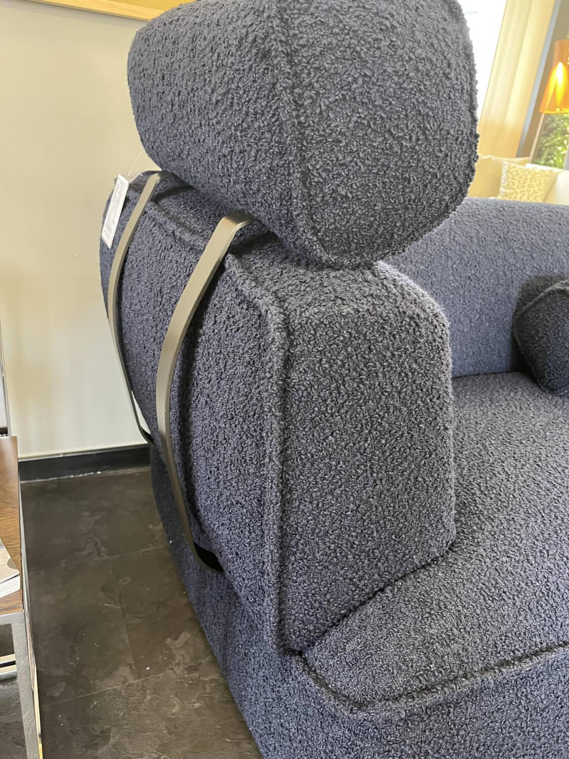 Leolux - Sofa Divan Loya Stoff Robou 17 Midnight Blue Blau Sockel Leder Senseo Eclipse Blau Inkl. Kopfstütze + Armrolle - 5