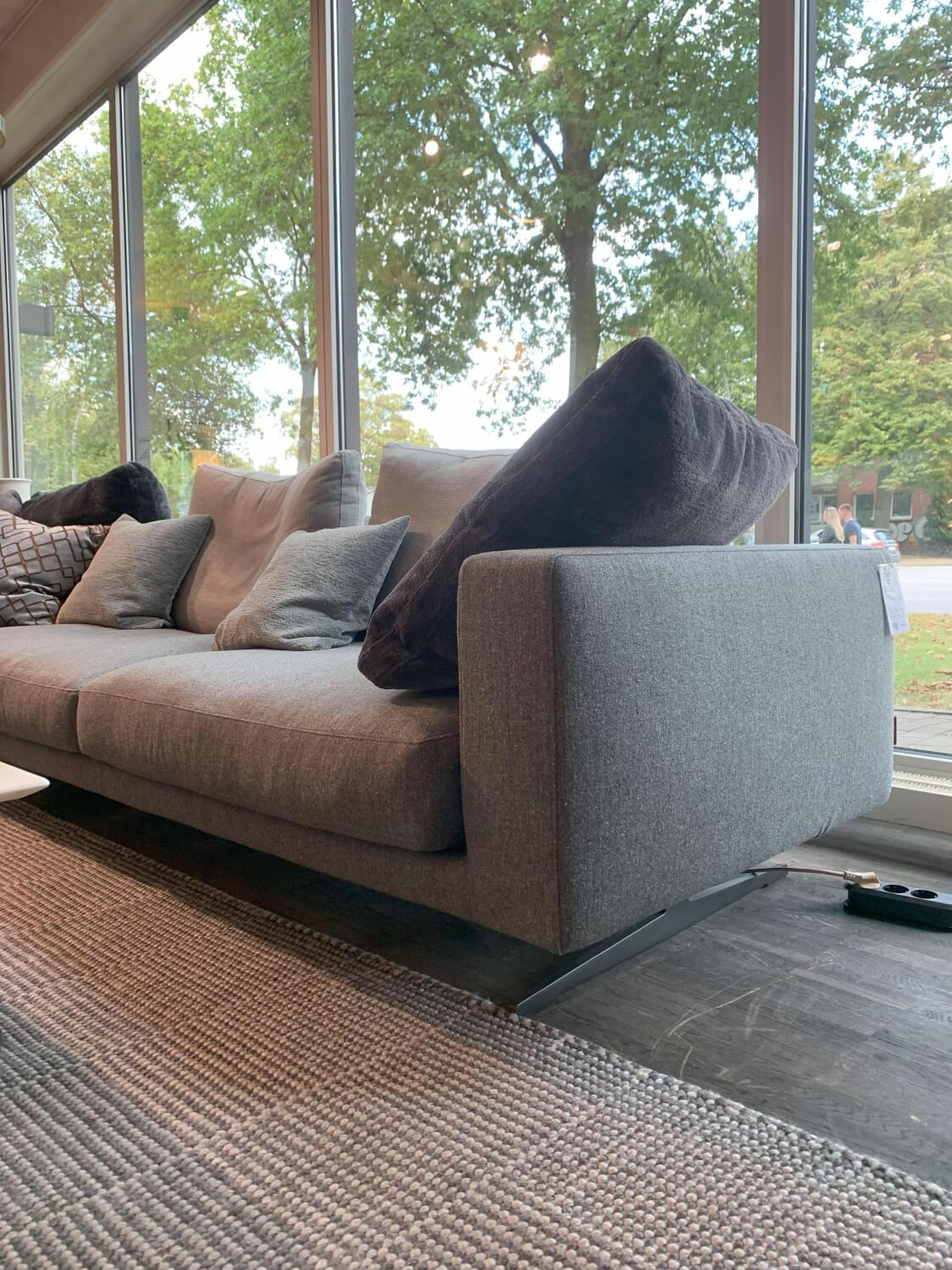 Flexform - Ecksofa Campiello Bezug Stoff Stoff Evelin 596 Grau Füße Brüniert Inklusive Kissen - 2