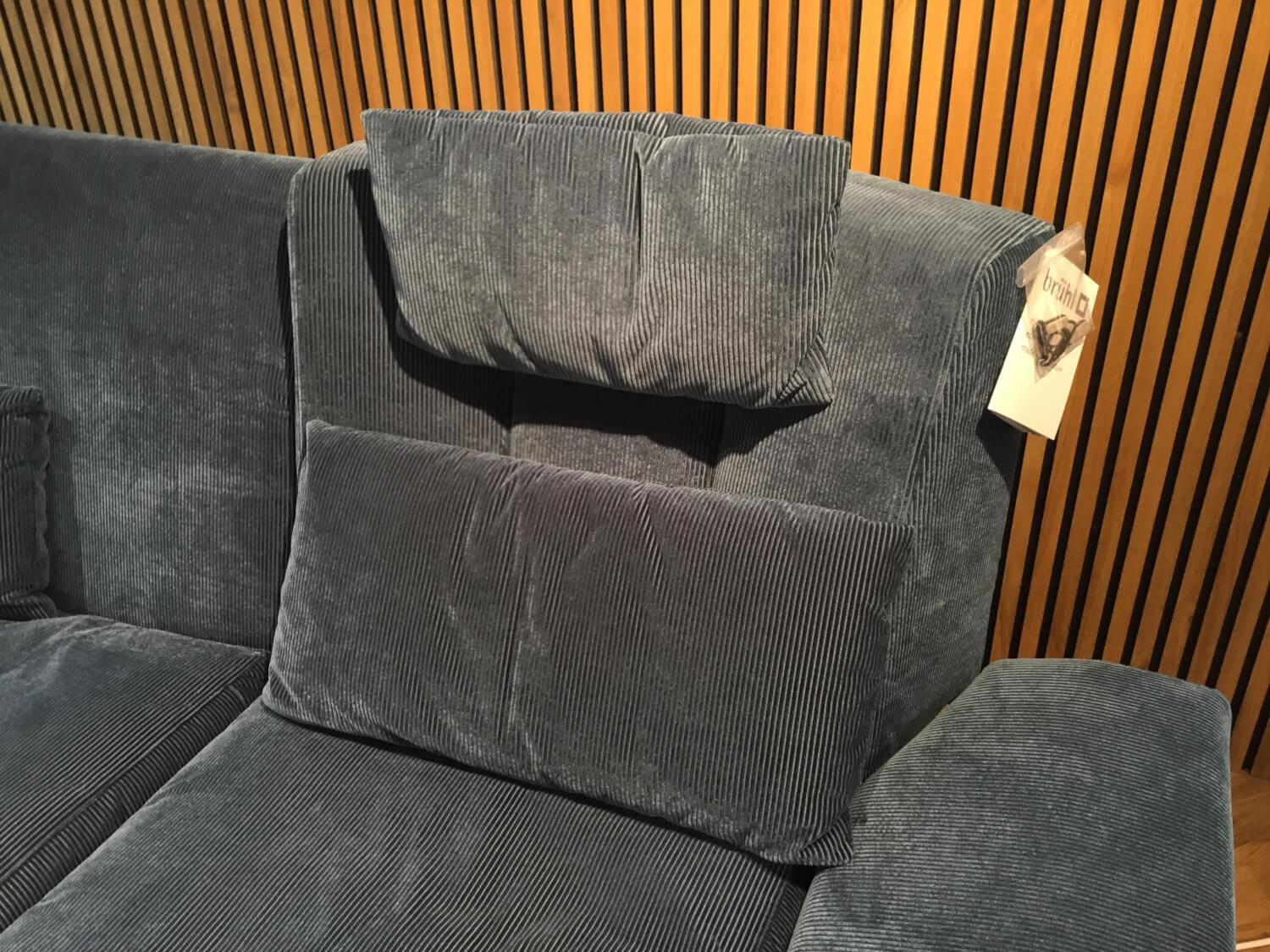 Brühl - Sofa Embrace Stoff 4490 65 Blau Füße Metall Schwarz Inklusive Sessel Und Hocker - 3