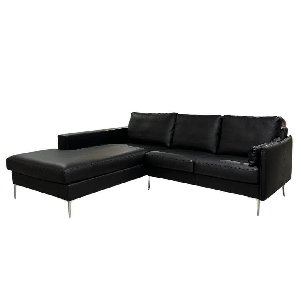 Erpo - Ecksofa CL 820 Leder Schwarz 43.136 Aluminium Fuß - 1