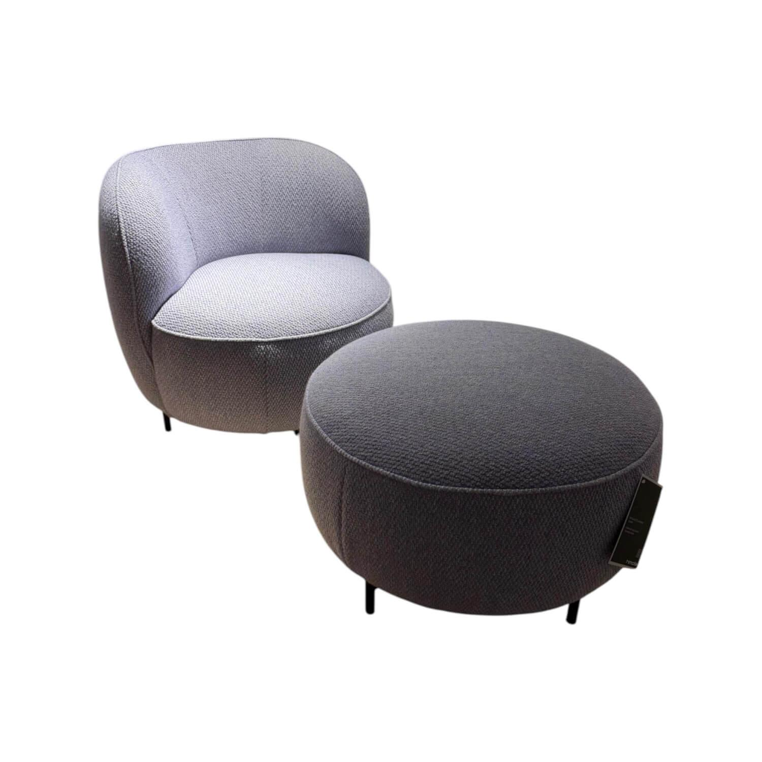 himolla - Sessel 7596 Stoff 18 Marble Manga Blau Drehgestell Metall Anthrazit Inklusive Hocker - 1