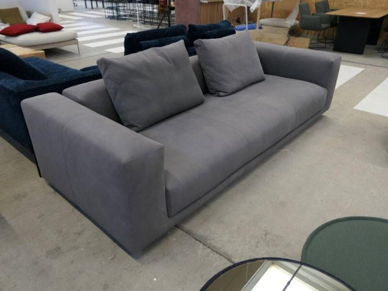COR - Sofa Moss leather 681 graphite gray Frame F05 fine structure black Including back cushions - 2