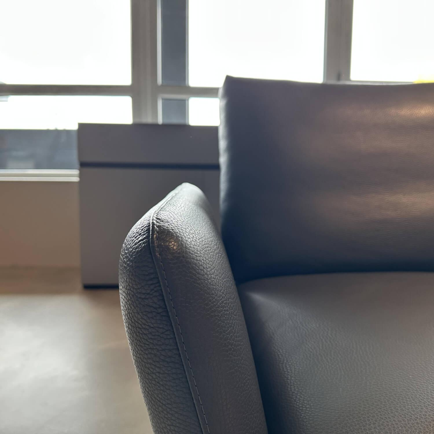 Leolux - Sessel Enna Leder Senso 3906 Ombra Grau Gestell Epoxy Granite Matt Anthrazit - 5