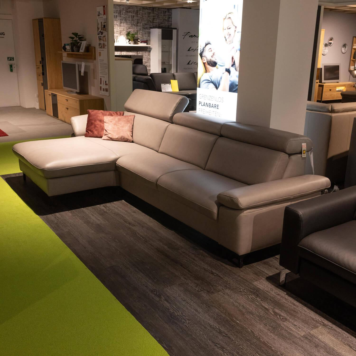 Modulmaster - Ecksofa MM PN1161 Leder Vivre 120 Alu Grau Fuß Metall Schwarz Inklusive Kissen - 4