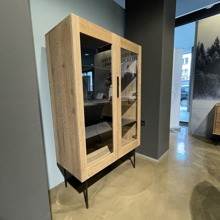 Janua - Vitrine BC 04 Eiche Geräuchert Weiß Pigmentiert Gestell Tiefschwarz - 3