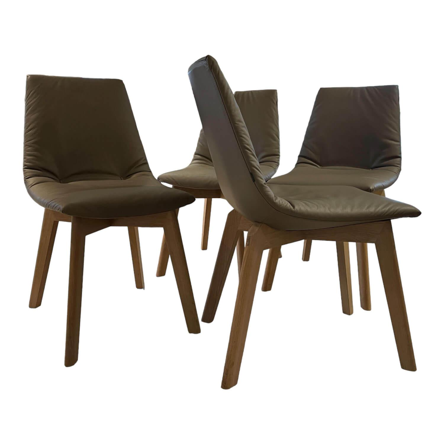 Team 7 - 4er-Set Stuhl Lui Isfu EF In Leder L1 Origon 72218 Taupe Gestell Eiche Weißöl - 1