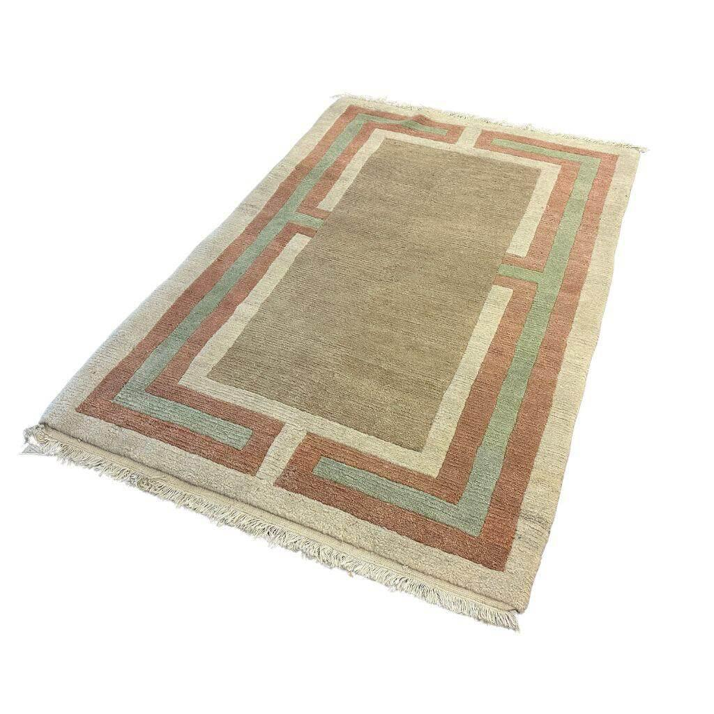Eigene Herstellung - Teppich Brücke-Nepal 183x122 cm Schurwolle Beige Grün Rot - 1