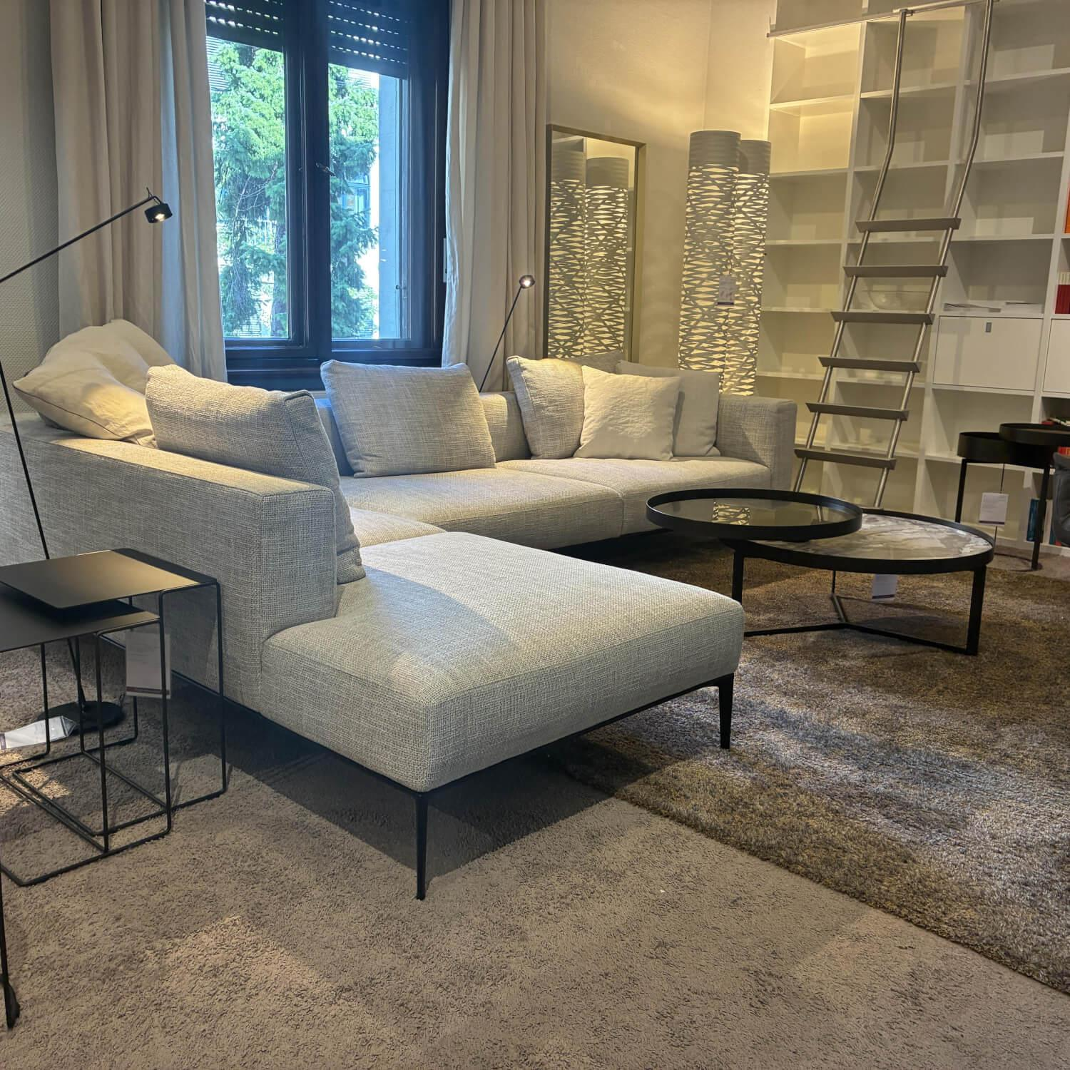 Walter Knoll - Ecksofa Jaan Living Stoff Weave 7756 Silver Grau Gestell Schwarz Matt Pulverbeschichtet - 10