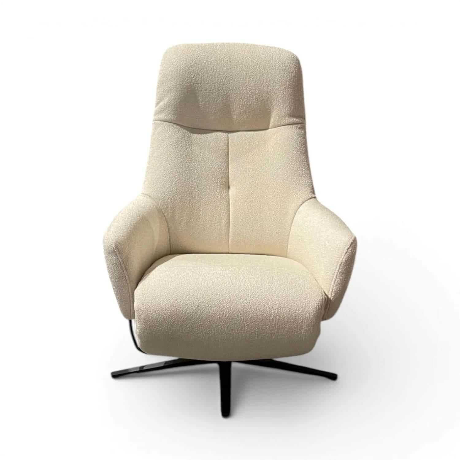 himolla - Sessel 7578 S-Lounger Stoff Q2 Loop Vanilla Cremeweiß Sternfuß Metall Schwarz Inkl. Akku - 1