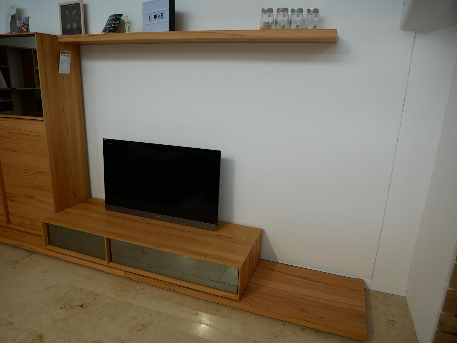 Team 7 - Wohnwand LUX LXWW1 Kernbuche Massiv Naturöl Glasfront Palladium - 8