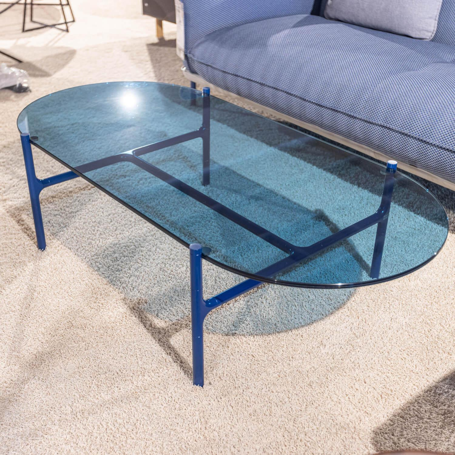 Rolf Benz - Couchtisch 915 Platte Glas Blau Gestell Stahl Saphirblau Blau Lackiert - 7