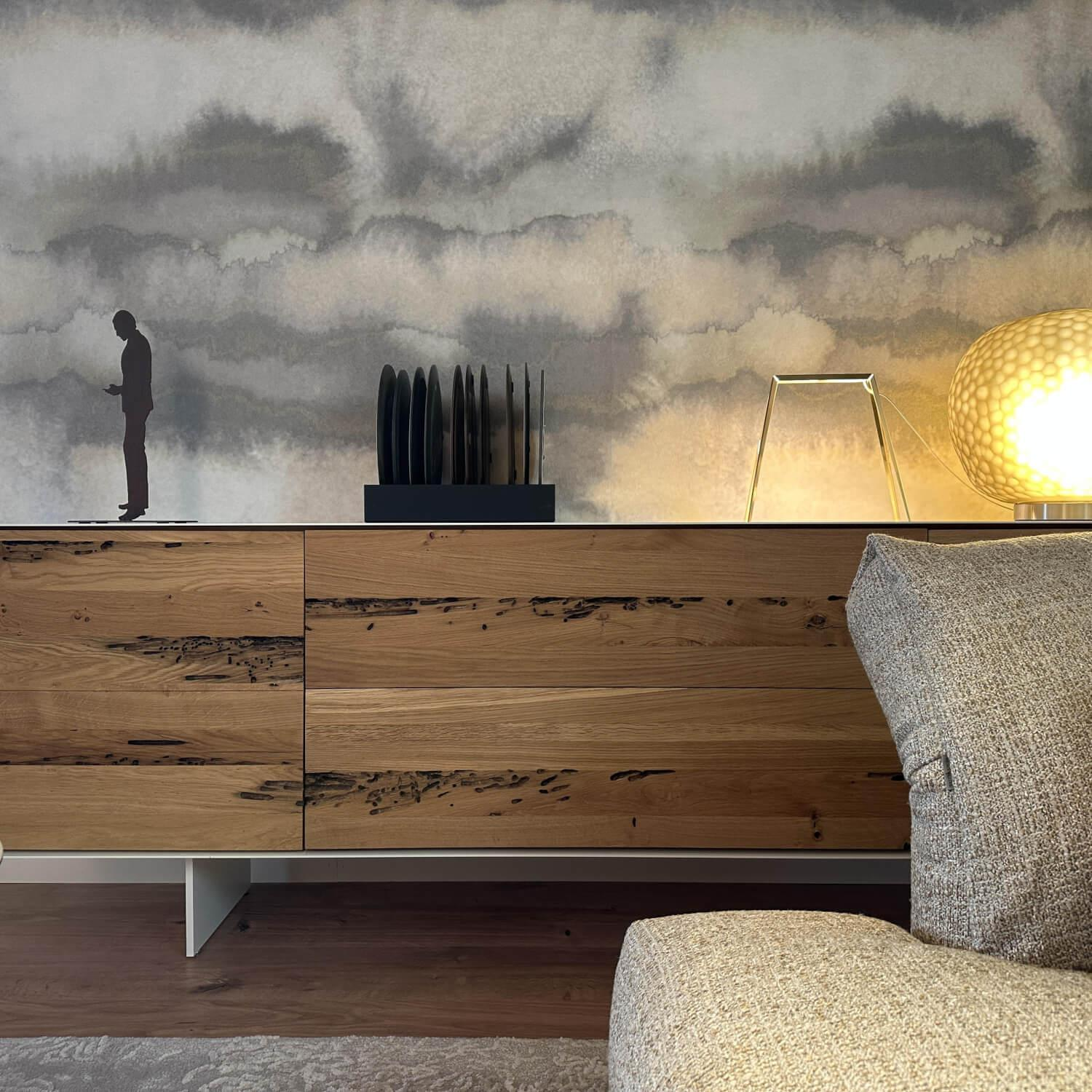 Riva1920 - Sideboard Rialto Fly Briccole Gewachst Korpus Eisen RAL9016 Verkehrsweiß - 2