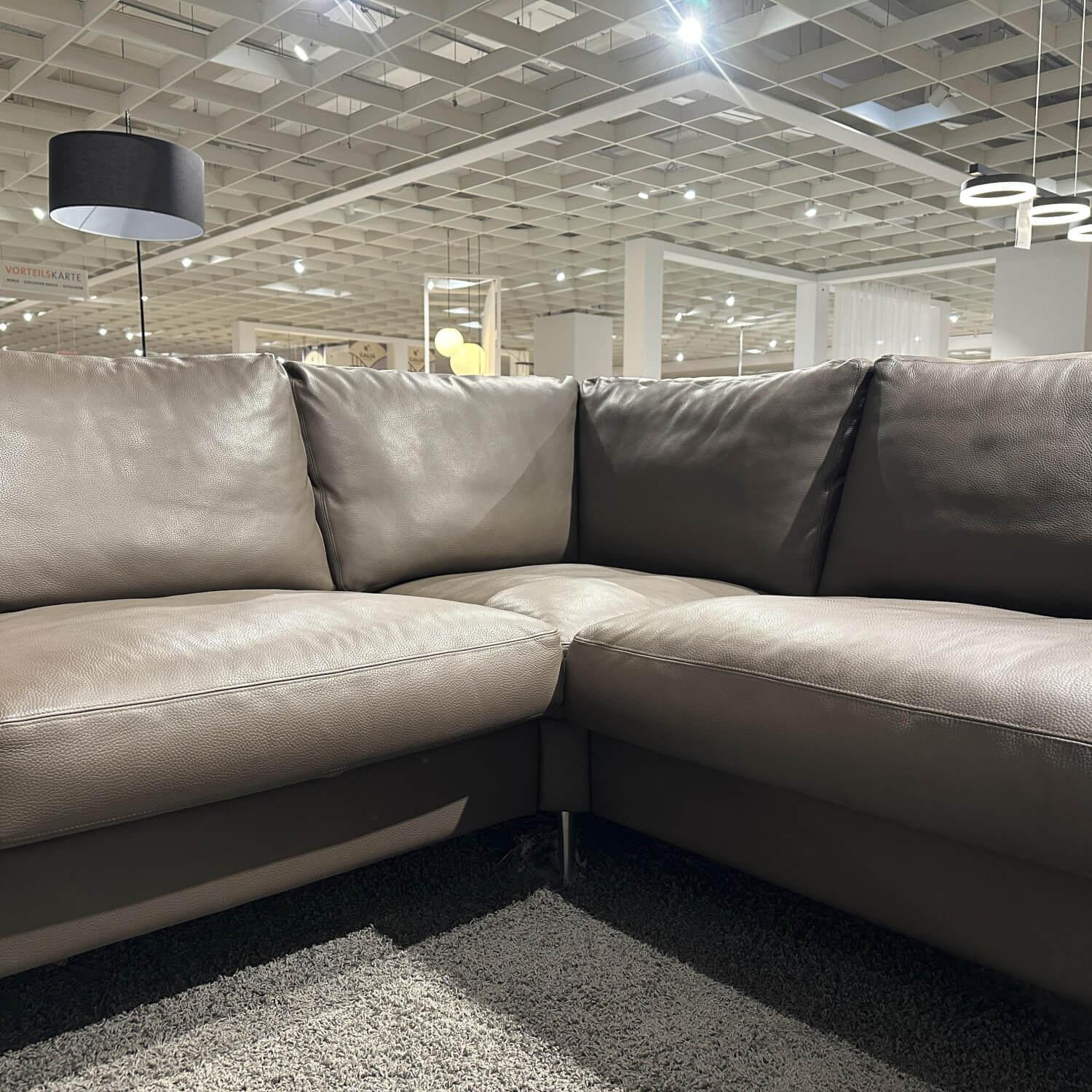 Erpo - Ecksofa Classics 500 Leder 43.860 Lava Grau Braun Fuß CL 59 Hochglanz Mit Verstellbarer Kopfstütze - 3