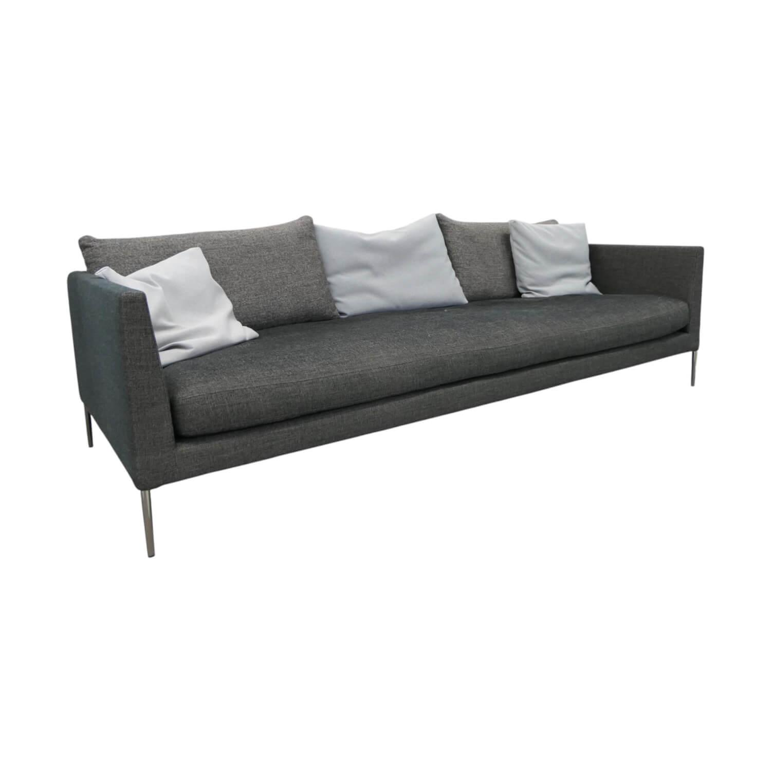 Sofa Pilotis Stoff 8161 Schwarz Braun Füße Schwarz Chrom Inklusive Rückenkissen