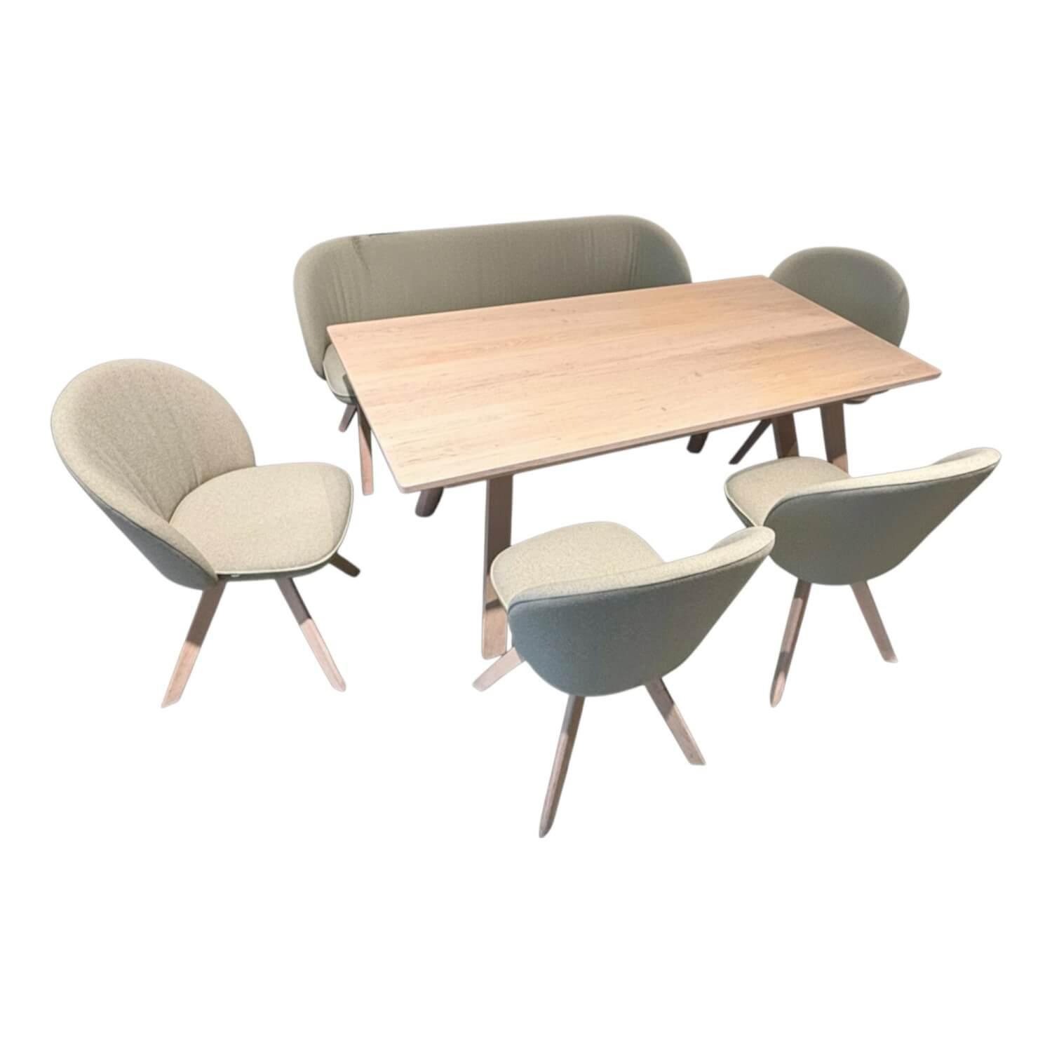 Team 7 - Essgruppe Taso Und Flor Erle Weißgeölt Stoff Jet 9703 Grün - 1