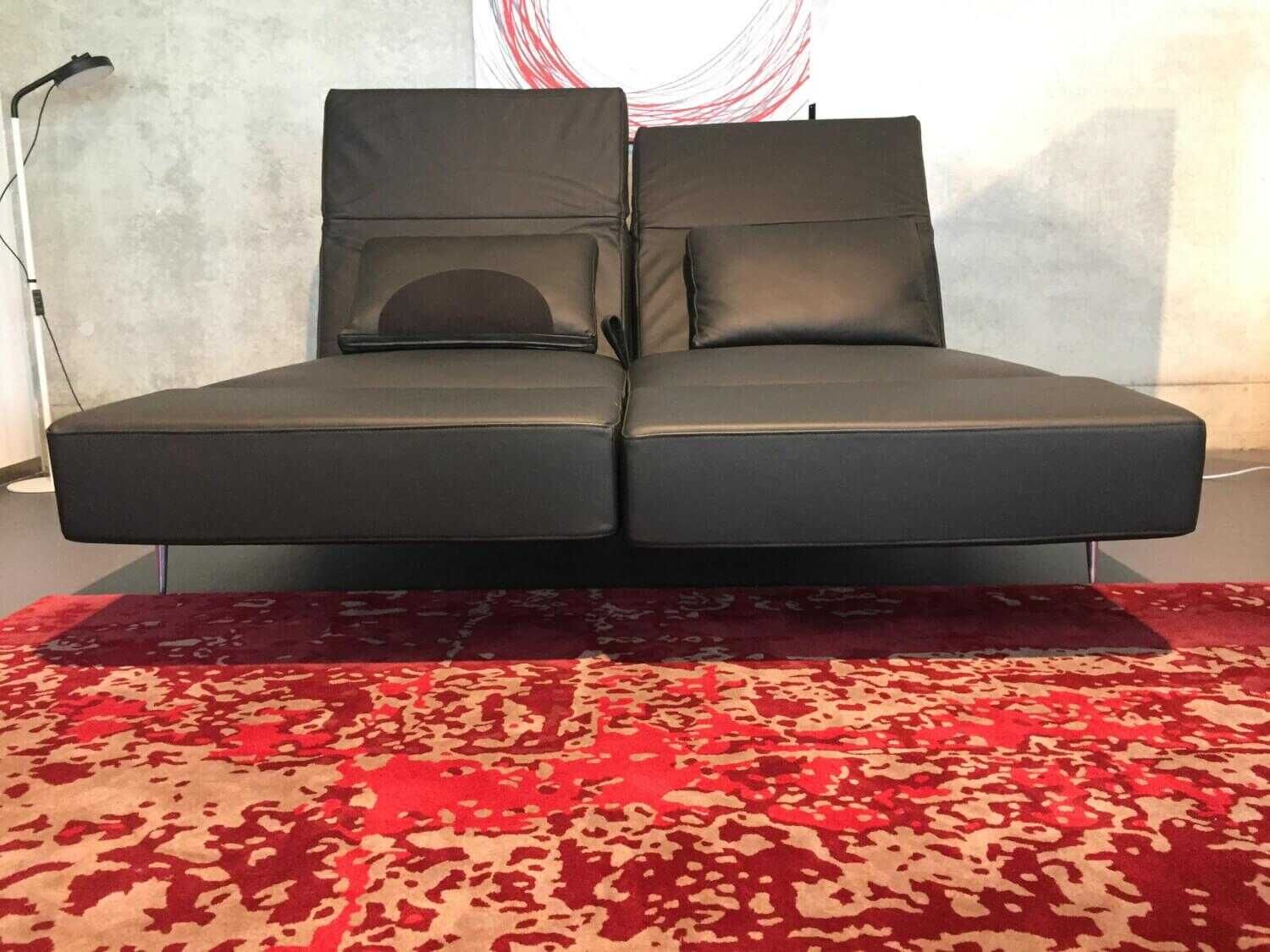 Franz Fertig - Schlafsofa Milan Nappaleder S Schwarz mit Verstellfunktionen und 2 Kissen - 5