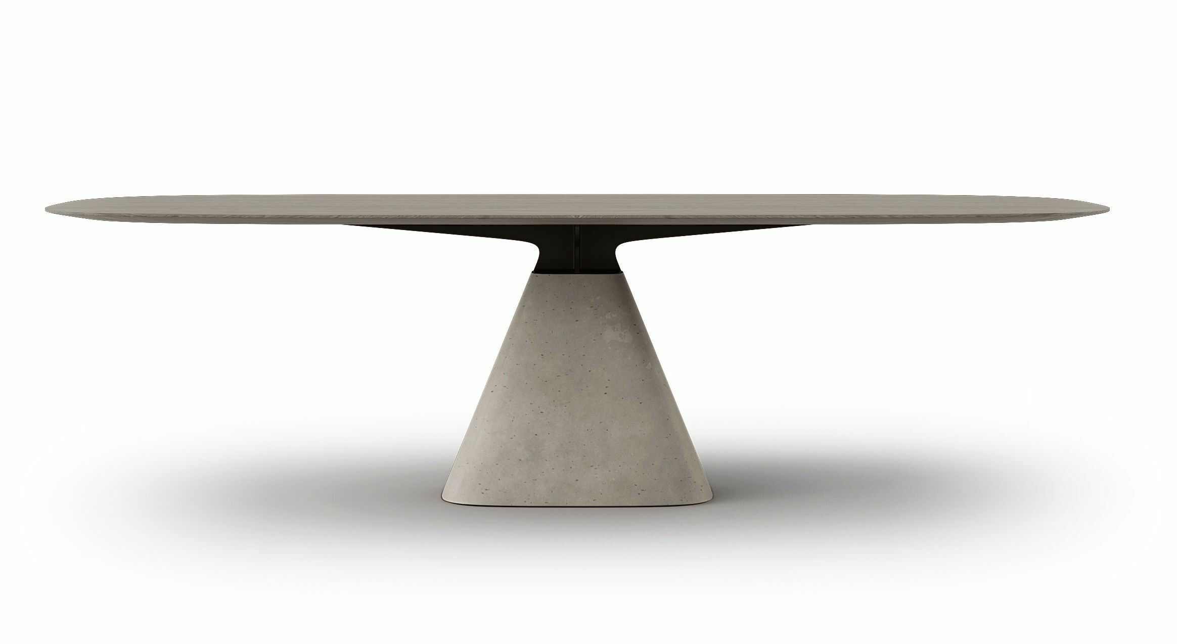 Zoom by Mobimex - Esstisch Bridge Superelipse Platte Eiche Steingrau Lackiert Fuss Beton PSI 650 Creme-Grau - 2