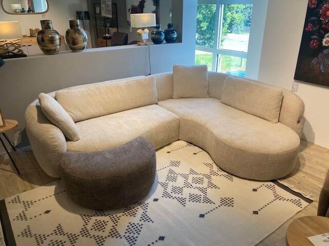 Natura - Sofa Karasu Stoff 2 Catch Me 02 04 Beige Füße Kunststoff Schwarz Inklusive Hocker - 6