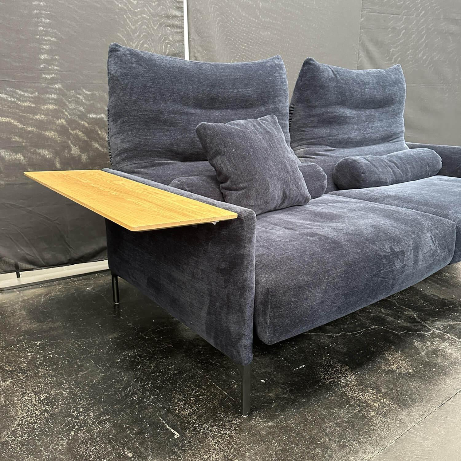 Sofa Avalanche Stoff 8146 Blau-Violett Ablage Eiche Massiv Natur Gestell Feinstruktur Schwarz