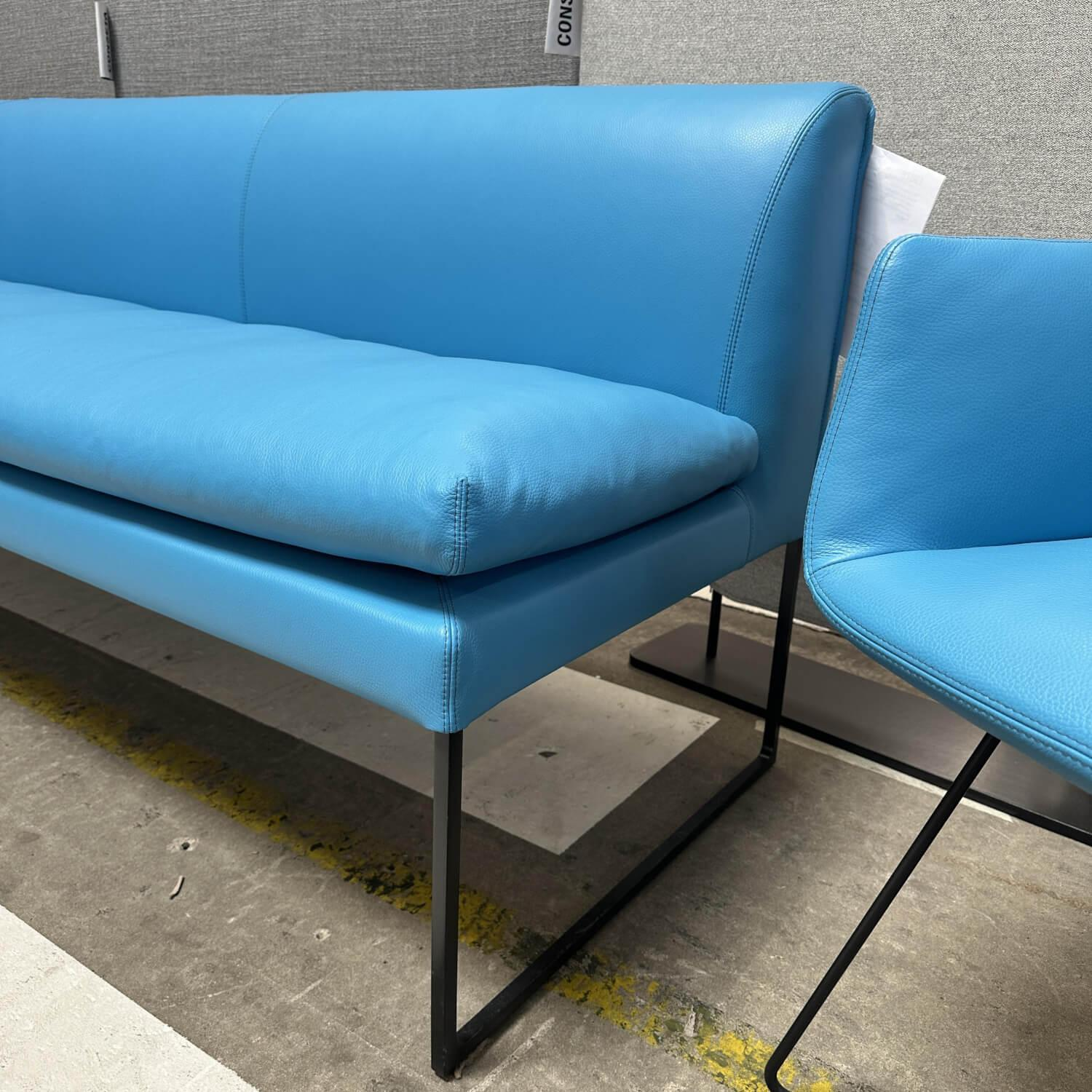 COR - Sitzgruppe Jalis Und Mell Leder 109 Napoli 5856 Petrol Blau Gestell Draht Schwarz Pulverbeschichtet - 3