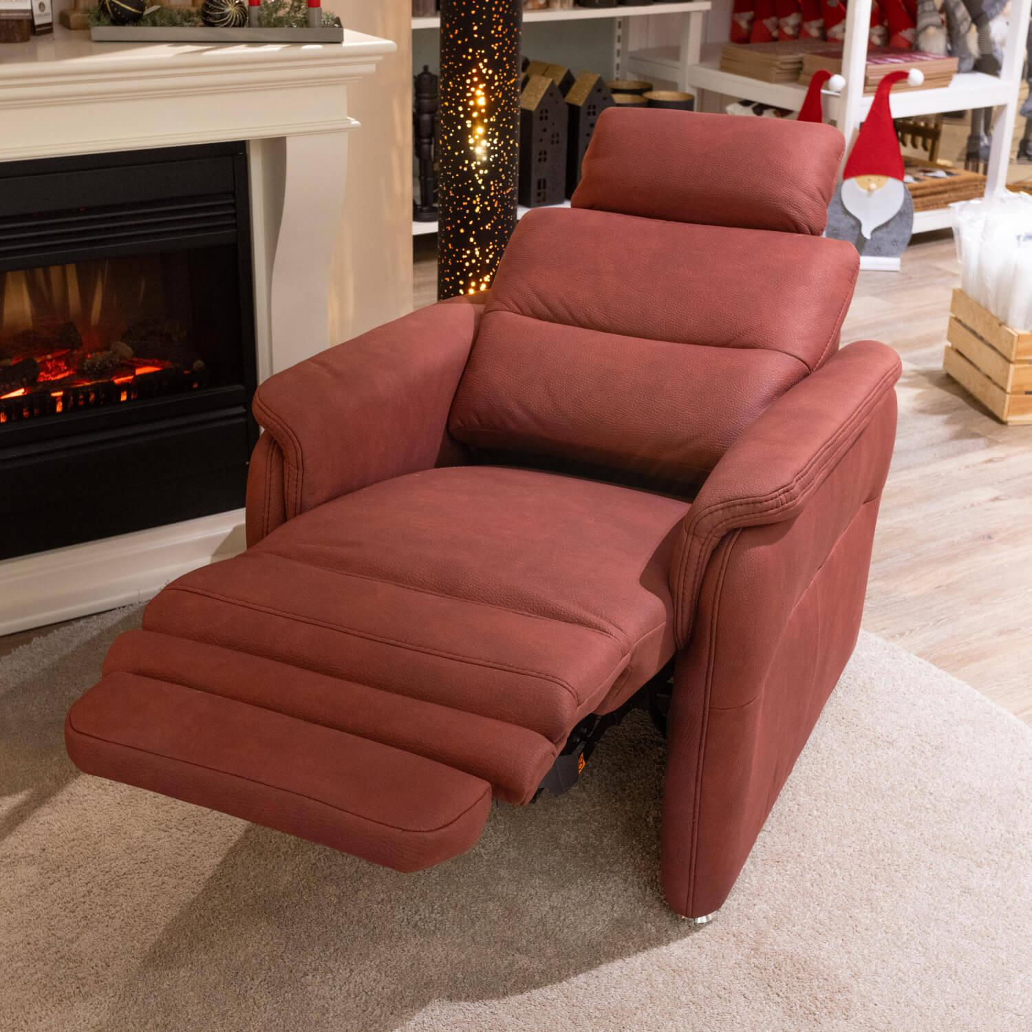 OrthoSedis - Polstergarnitur Stoff Ares Bordeaux Rot Fuß Aluminium Poliert Inklusive Kissen - 6