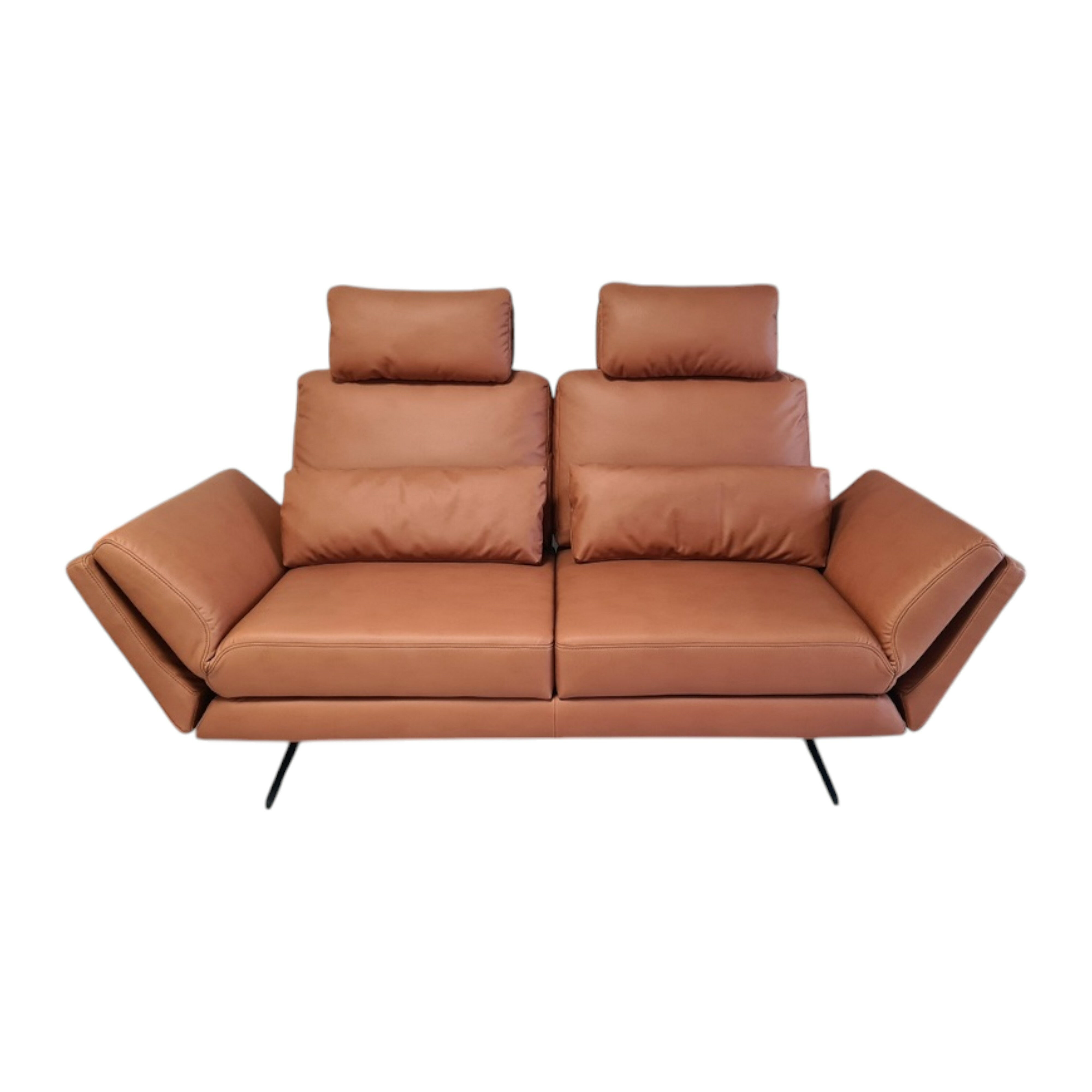 Raum.Freunde - Multifunktionssofa 21 Tova Stoff Cloud Brandy Braun Metallkufe Schwarz Matt - 1