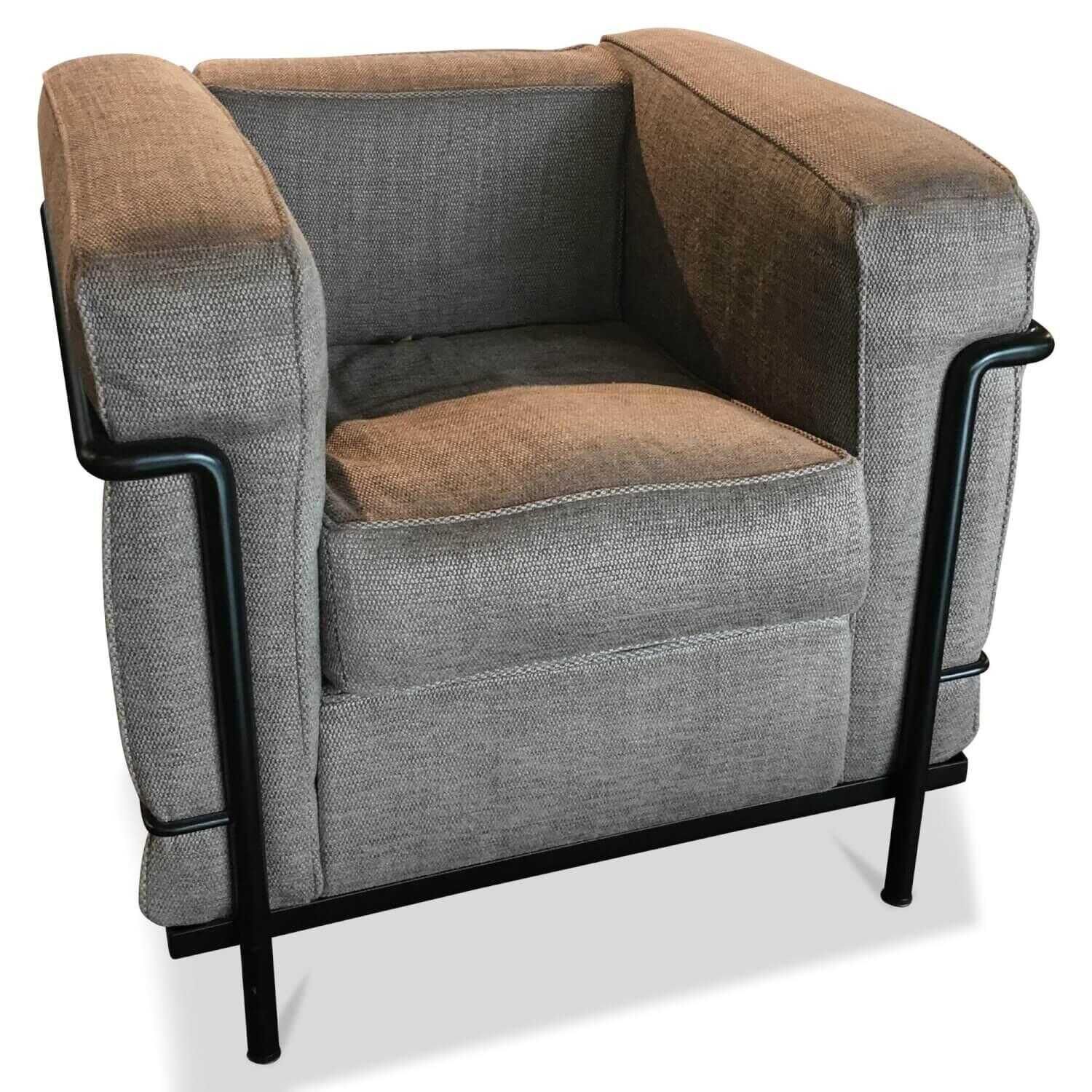 Cassina - Sessel LC 2 Stoff Grau Braun Perbacco Tortora 3 - 1