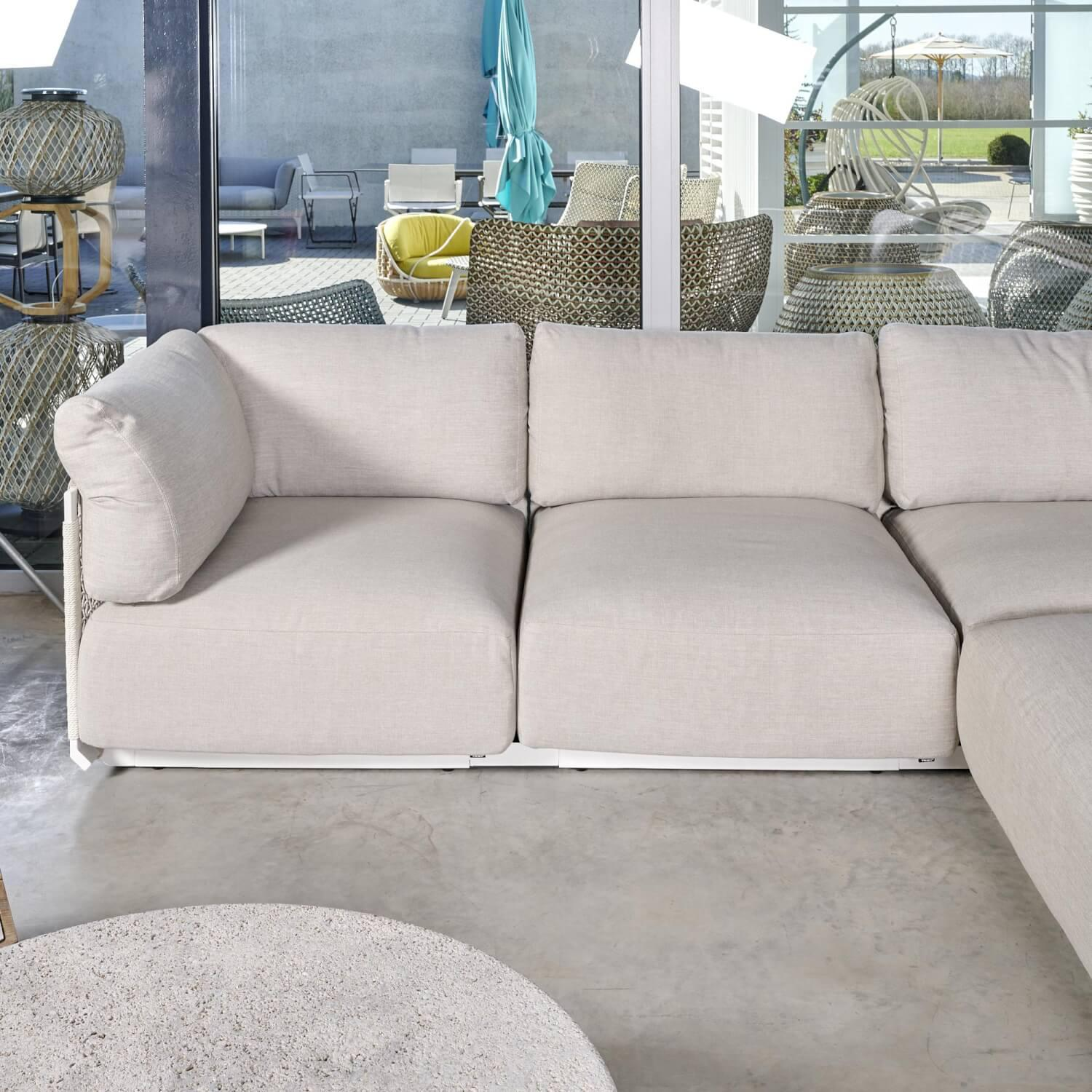Sofa-Kombination Nodi Bezug Stoff Linen Wasched Linen Geflecht Canax Offwhite/White
