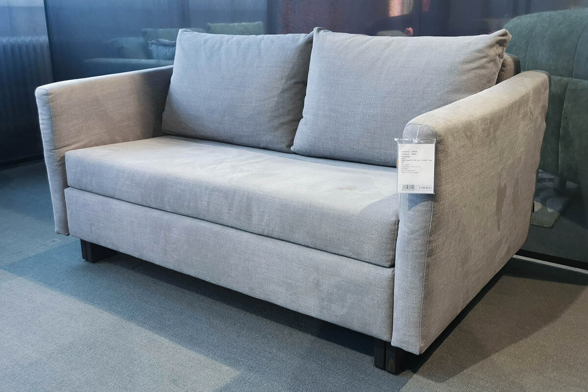 Franz Fertig - Schlafsofa Vela Stoff Cape 167 Zink Grau Füße Buche - 7