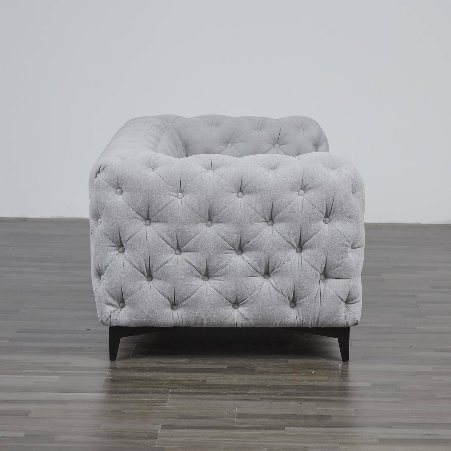 Max Winzer - Sofa Chesterfield Stoff Hellgrau Gestell Schwarz - 14