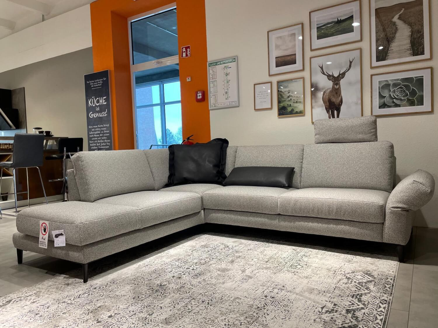 Koinor - Ecksofa Upgrade Stoff 20-Q2-RAIN 20 Grau Füße Schwarz Lackiert - 4