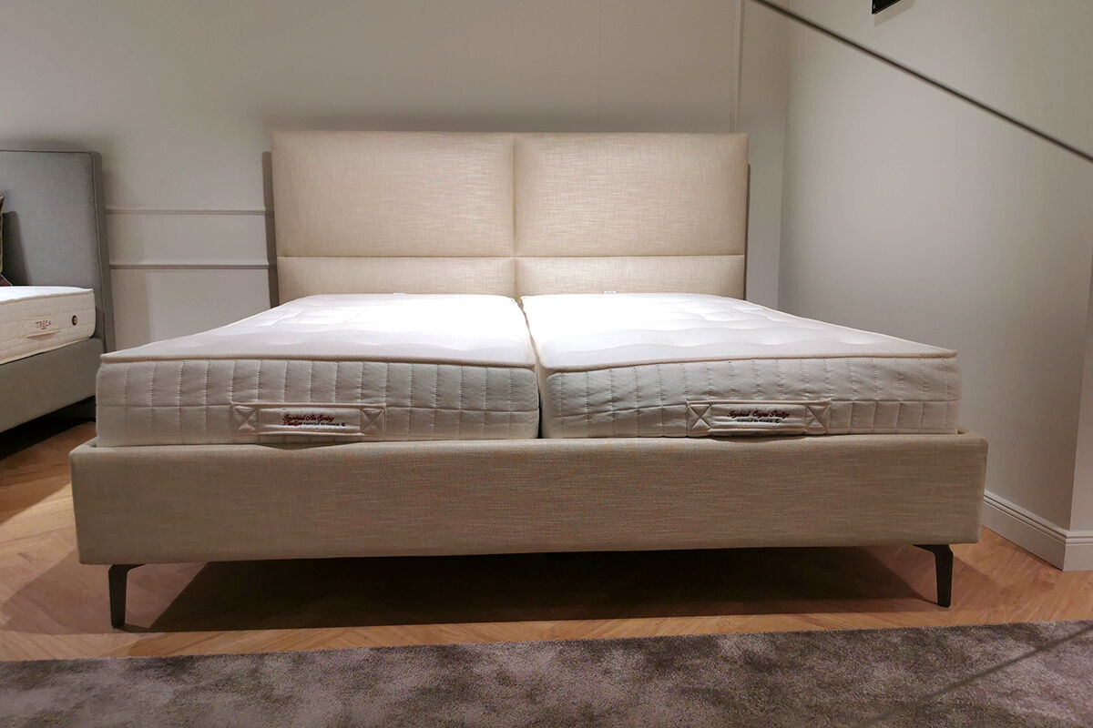 Treca Interiors - Boxspringbett Portofino Stoff Portofino Rafia F Kat. B Creme mit 2 Matratzen - 4