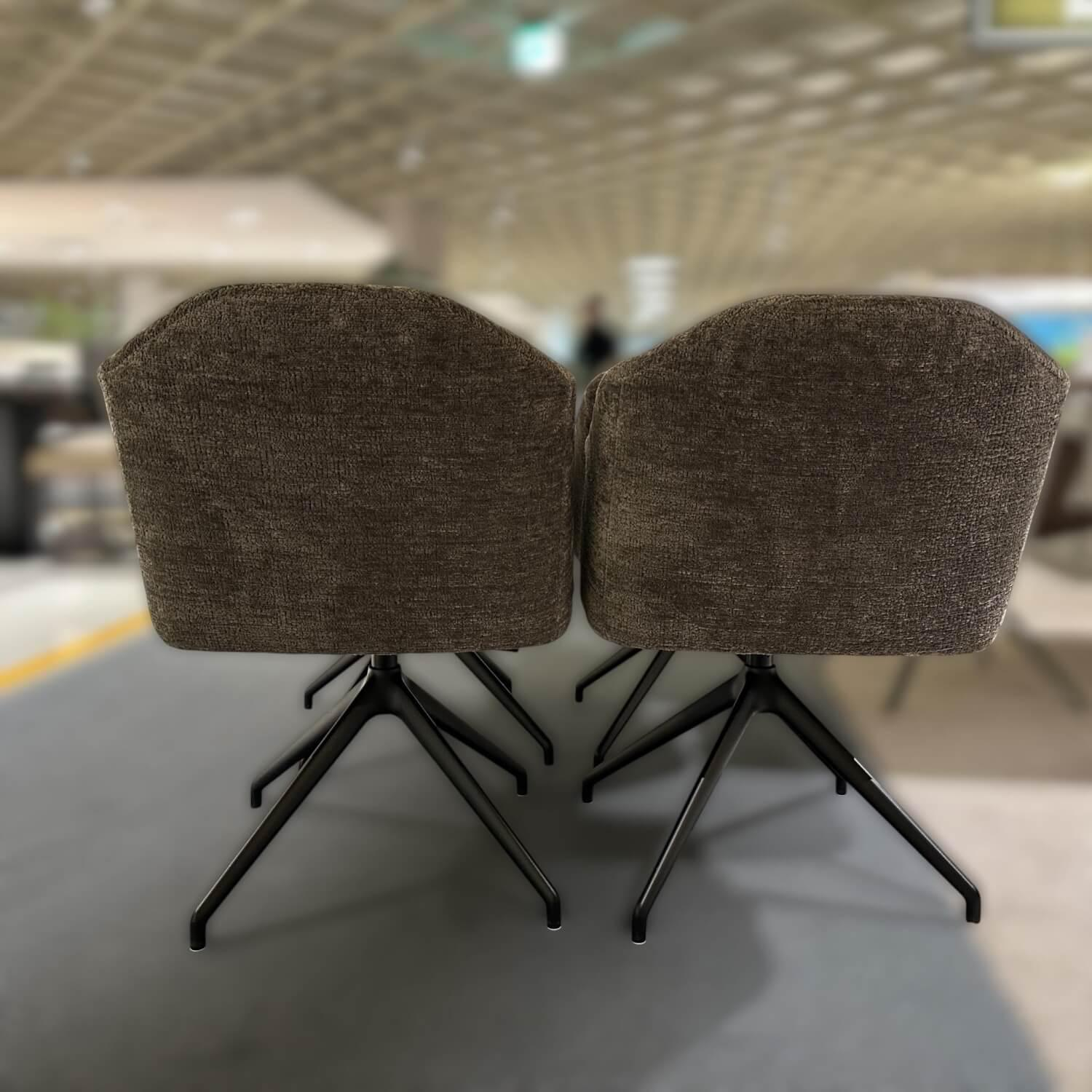 Bacher - 4er Set Armlehnstuhl Noah Stoff Cloud Stone 191 Grau Drehgestell Metall Schwarz Tiefmatt Pulverbeschichtet - 6