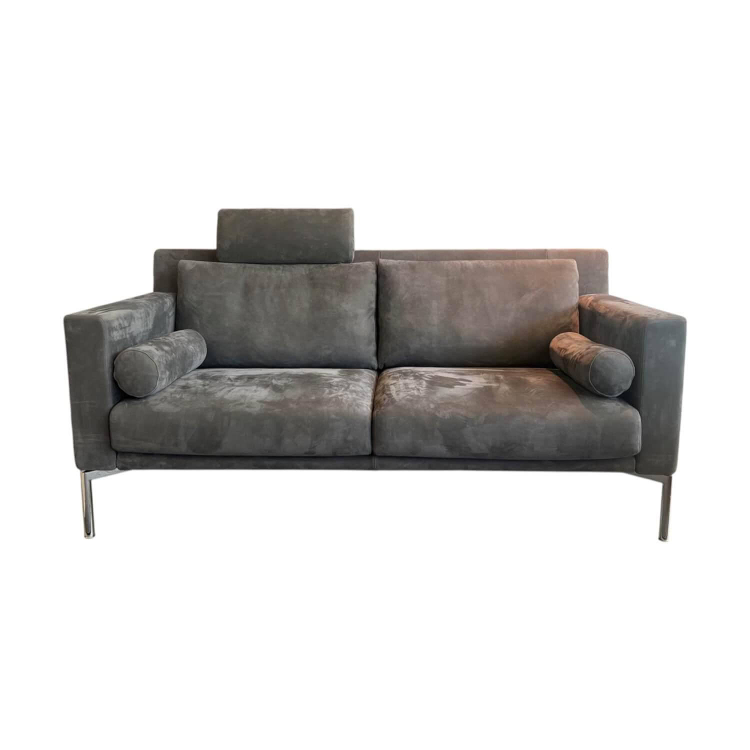 Walter Knoll - Sofa Jason 390 25 FLFR Leder Velvet 1481 Poppy Seed Grau Gestell Hochglanz Verchromt Mit Nackenrollen - 1