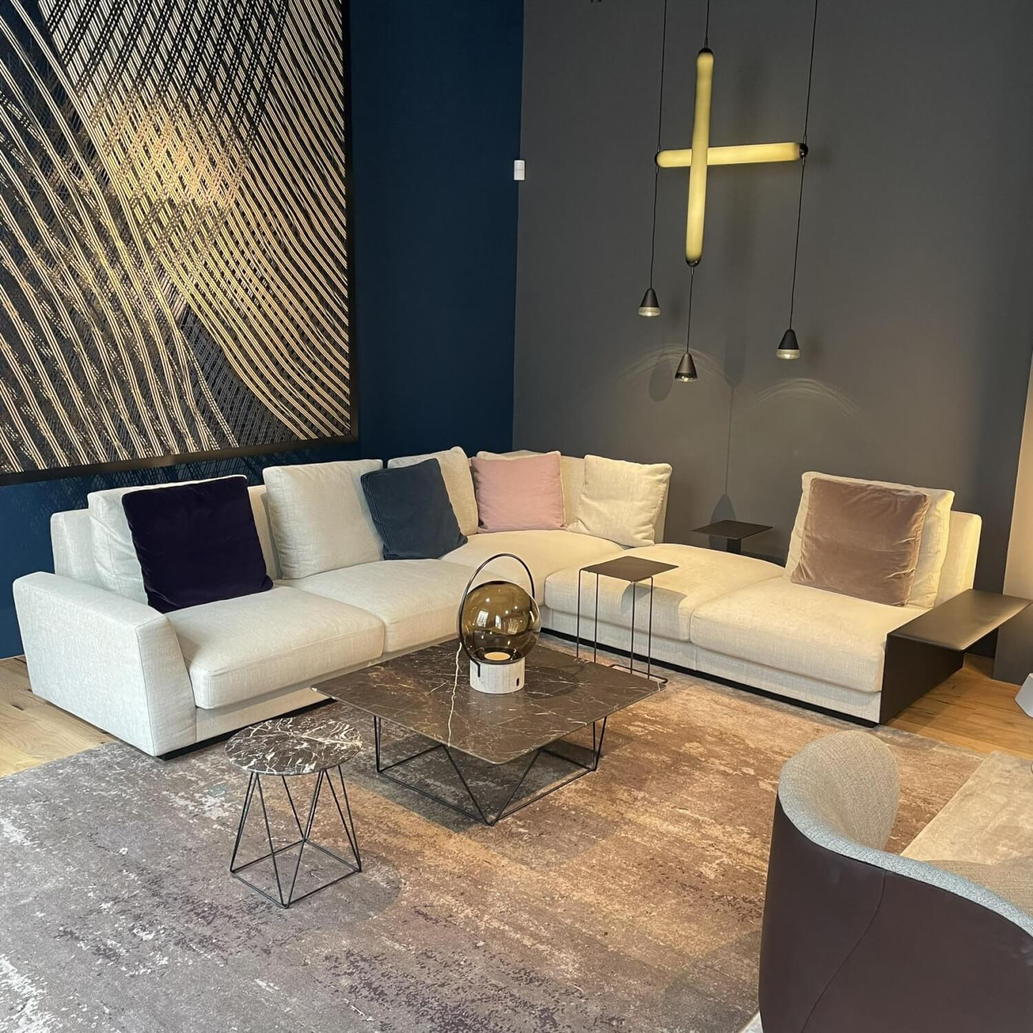 Walter Knoll - Ecksofa Grand Suite Bezug Garbo 7846 Shell Grau Beige Mit 6 Kissen - 7
