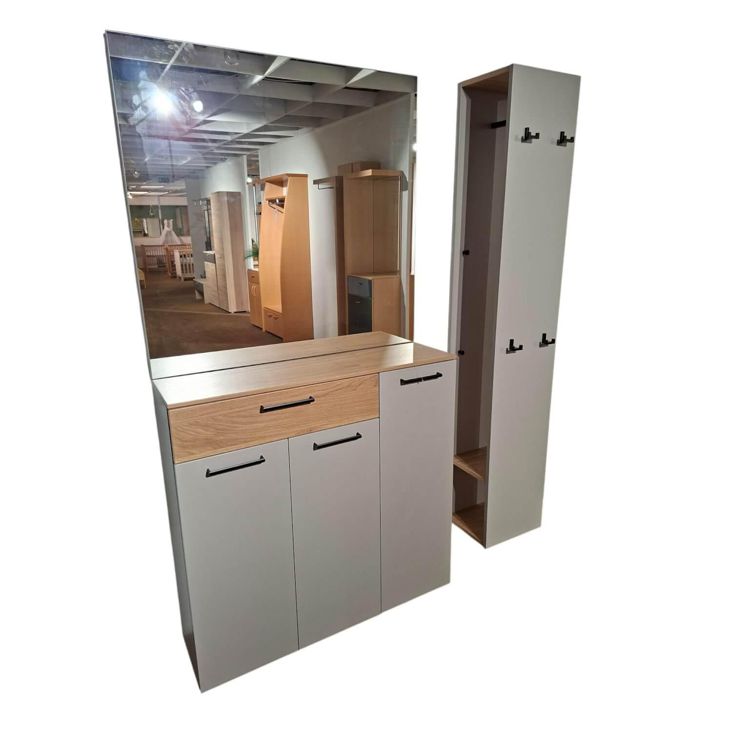 Wittenbreder - Garderobe Palma Lack Grau Wildeiche Bianco Furniert Spiegel Kommode Paneel - 1