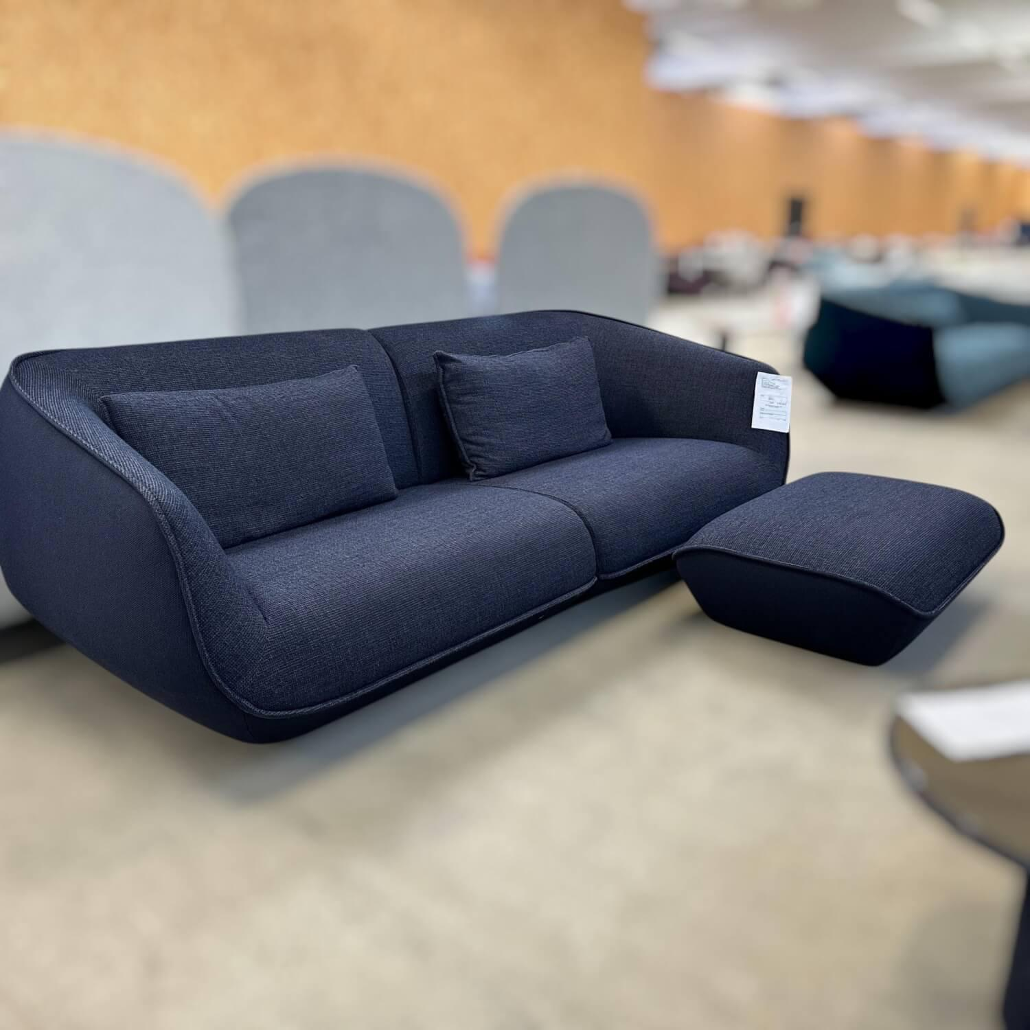 COR - Sofa Nook 36311 Stoff Außen 12039 Nachtblau Innen 8196 Indigo Blau Inklusive Hocker - 4