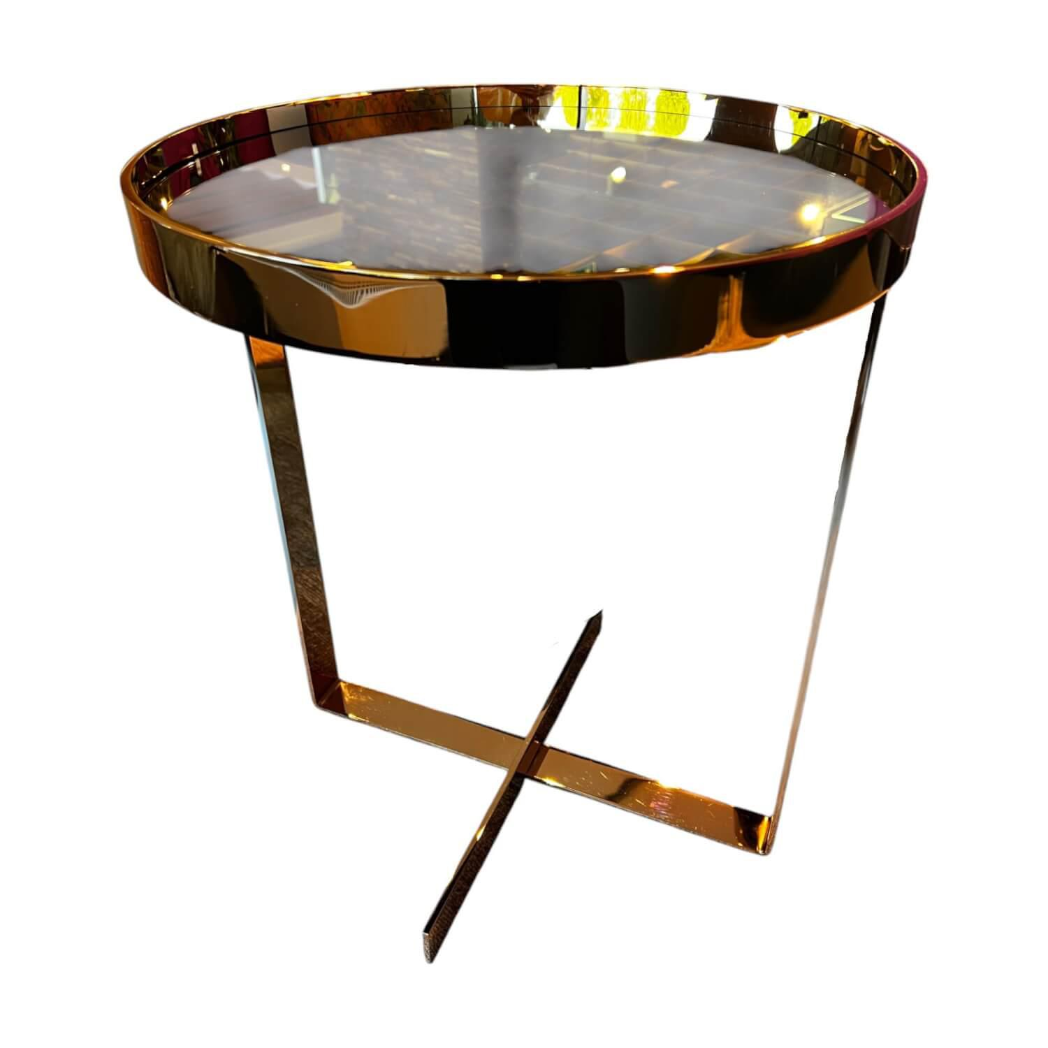 Christine Kröncke - Couchtisch Cross 408 Einlegeplatte Schwarzstahl Matt Schutzlackiert Gestell Metall Rose - 1
