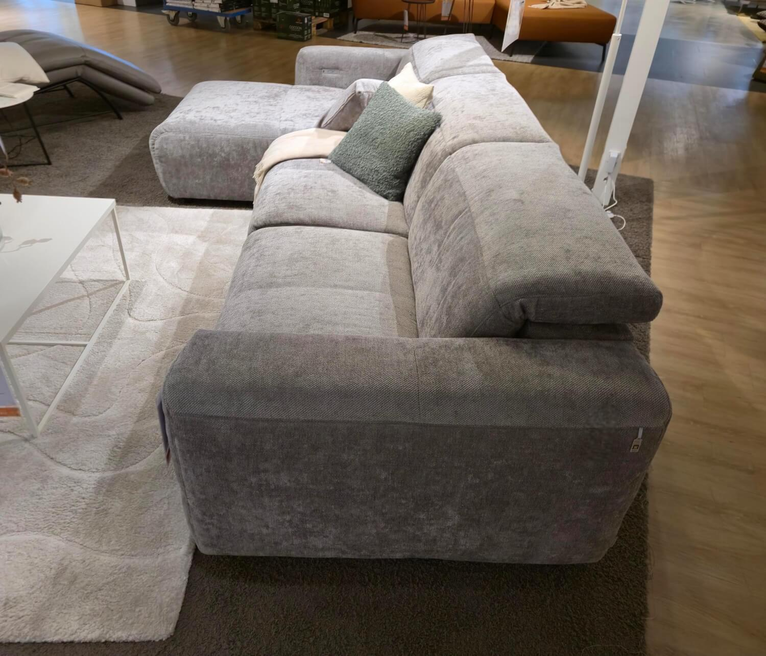 W. Schillig - Ecksofa 34000 Dwayne Stoff V87 21 Silver Grau Füße Kunststoff Schwarz Mit Kopfteilverstellung - 3