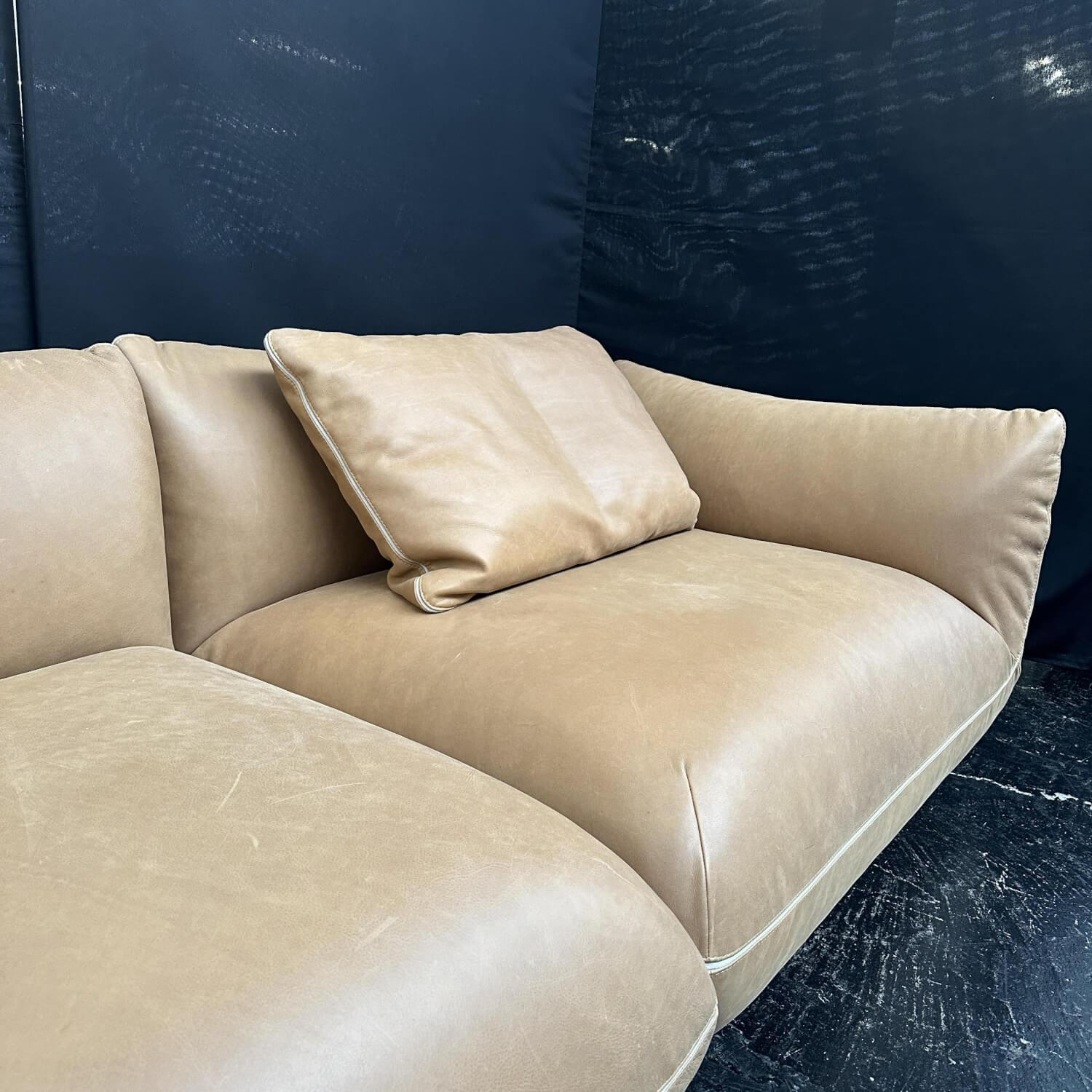 COR - Sofa Jalis 21 Bezug Leder Puro 490 Camel Braun Rahmengestell Buche Massiv Mit Filzgleitern Inklusive Rückenkissen - 7