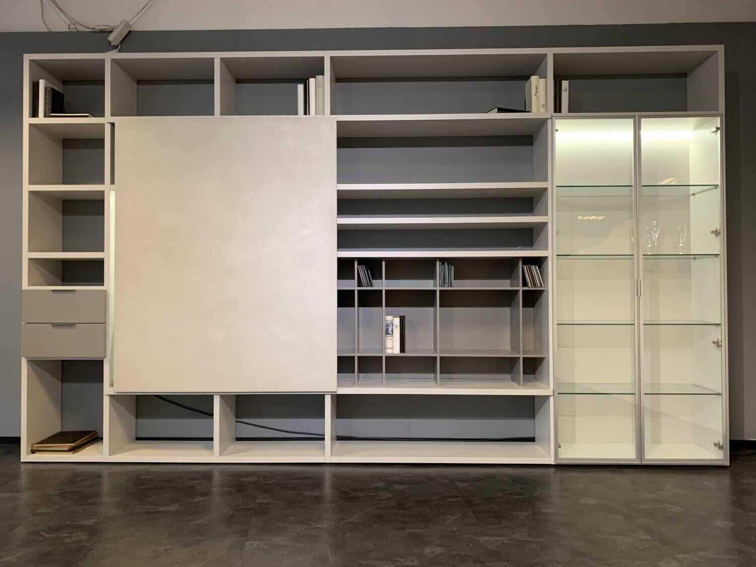 contur-wohnwand-bibliothek-5800-logico-mattlack-klarglas-spachtel-grau-f7e49608fb6d Contur - Wohnwand Bibliothek 5800 Logico Mattlack Klarglas Spachtel Grau - 1
