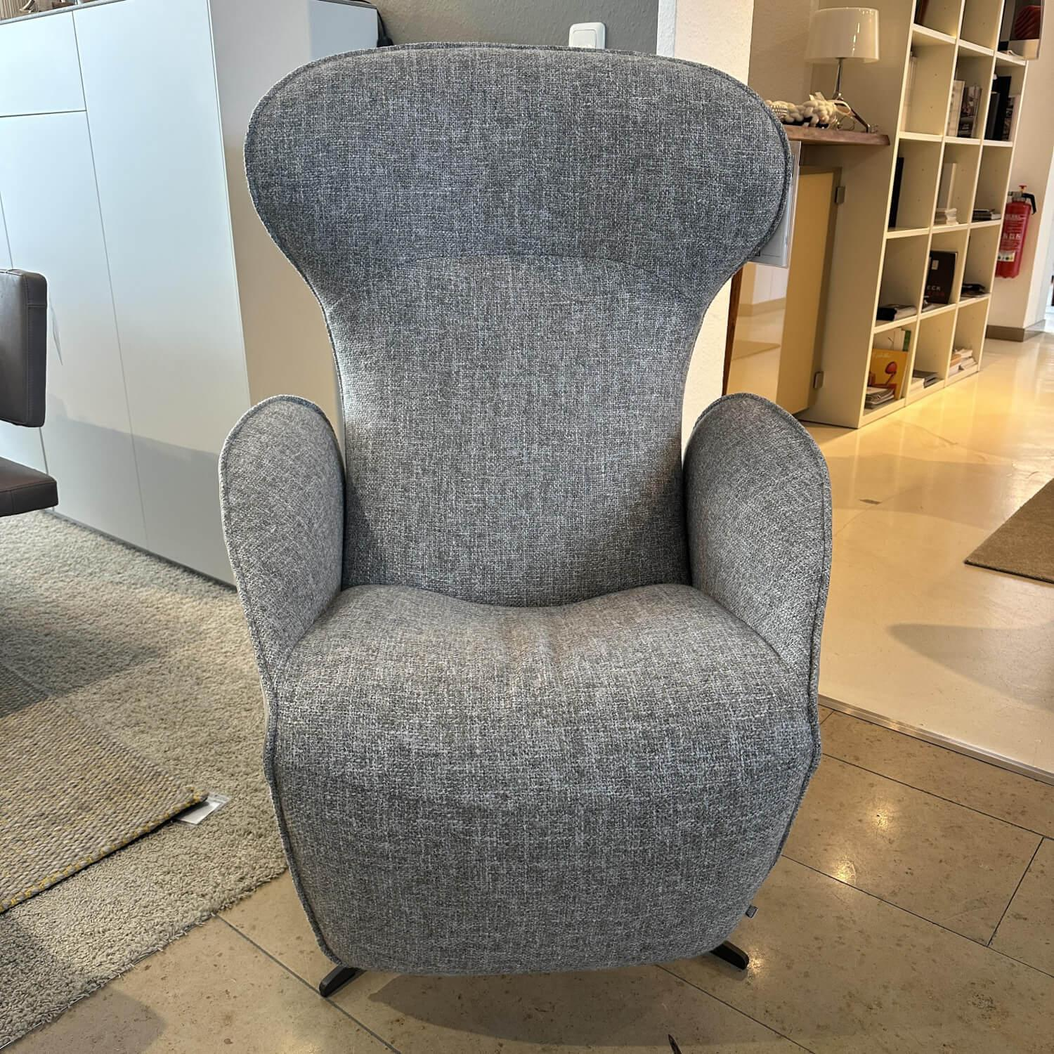 Jori - Sessel Daydreamer Innen Stoff Depero Grau Aussen Leder Nubuck Cream Grau Fuß 4-Stern Lack Bronze Ausführung Monomove - 8