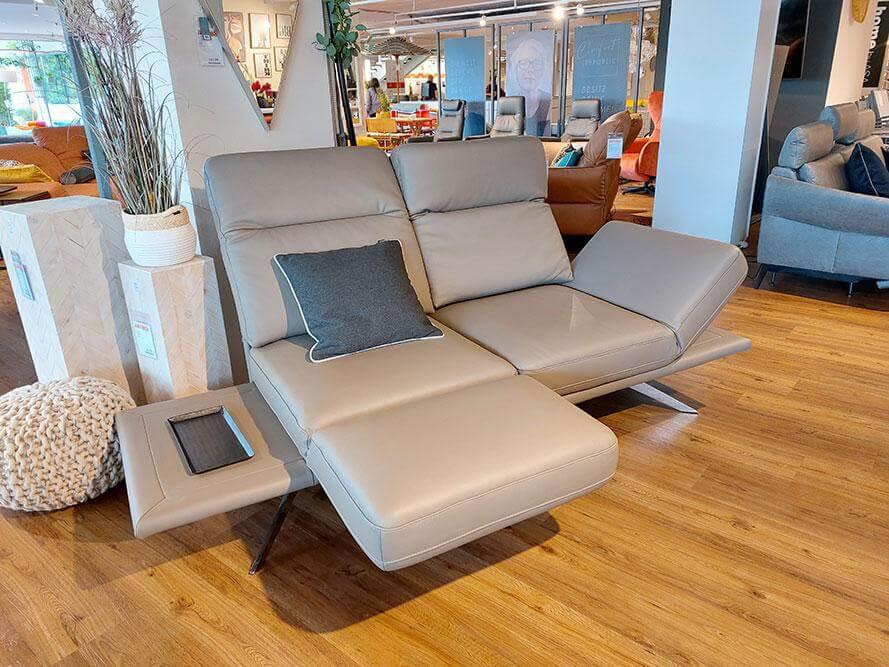 Comfort Republic - Sofa Sophie Leder Lava Grau Metallfuß MF1 Verchromt - 4