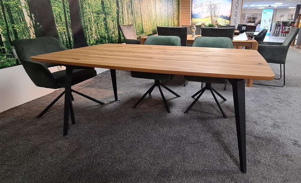 MCA - Esstisch Stockholm Balkeneiche Massiv Geölt Bootsförmig Gestell Metall Anthrazit Lackiert - 4