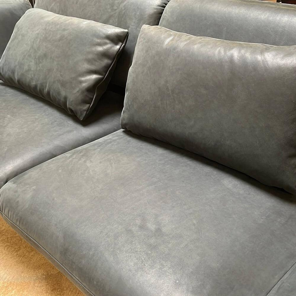 Brühl - Sofa Roro Medium Leder Glove Schwarz Gestell Schwarz Pulverbeschichtet Inklusive 2 Drehsitze - 3